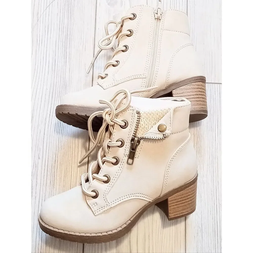 (ST1-6020) Pop Little & Big Kid Girls Venti Block Heel Lace Up Boots Sz 13